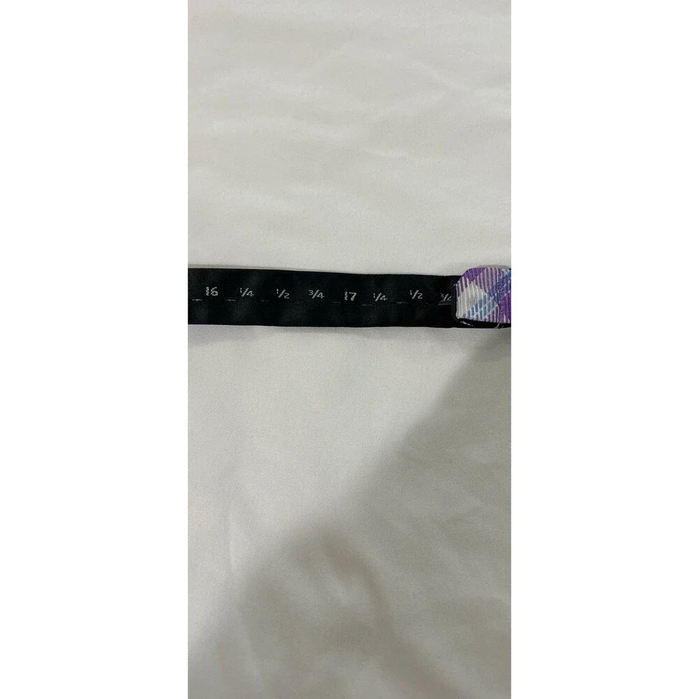 Izod 100% Silk Bow Tie Purple Pastel Plaid Self-Tie Adjustable